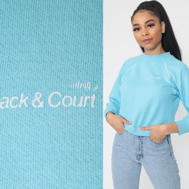 Baby Blue Sweatshirt 80s Tennis Crewneck Track and Court Raglan Sleeve Long Sleeve Shirt Slouchy 1980s Vintage Normcore Extra Small xs s 