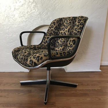 MID CENTURY MODERN Charles Pollack/Knoll Style Leopard Print Swivel Lounge Chair #LosAngeles 