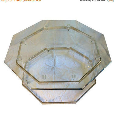 50% OFF Charles Hollis Jones Brass and Lucite Coffee Table 