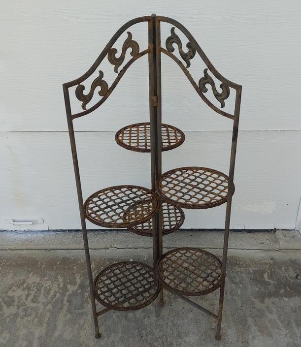 Vintage Iron Folding 6 Tier Plant Stand | Mod and Ozzie | Annapolis, MD