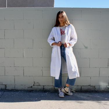 Machine Shop Overcoat // vintage white boho utility cotton hippie dress jacket blouse 70s 80s // O/S 