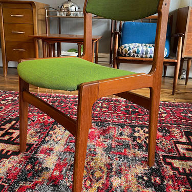 Single Danish Teak Desk\/Side Chair in New Upholstery