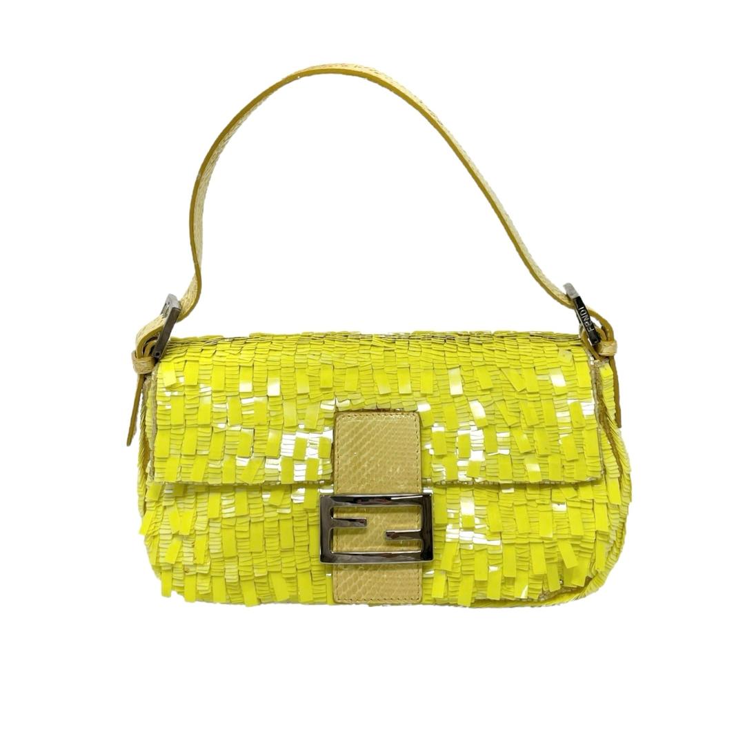 Fendi Yellow Sequin Baguette Bag Treasures of NYC New York, NY