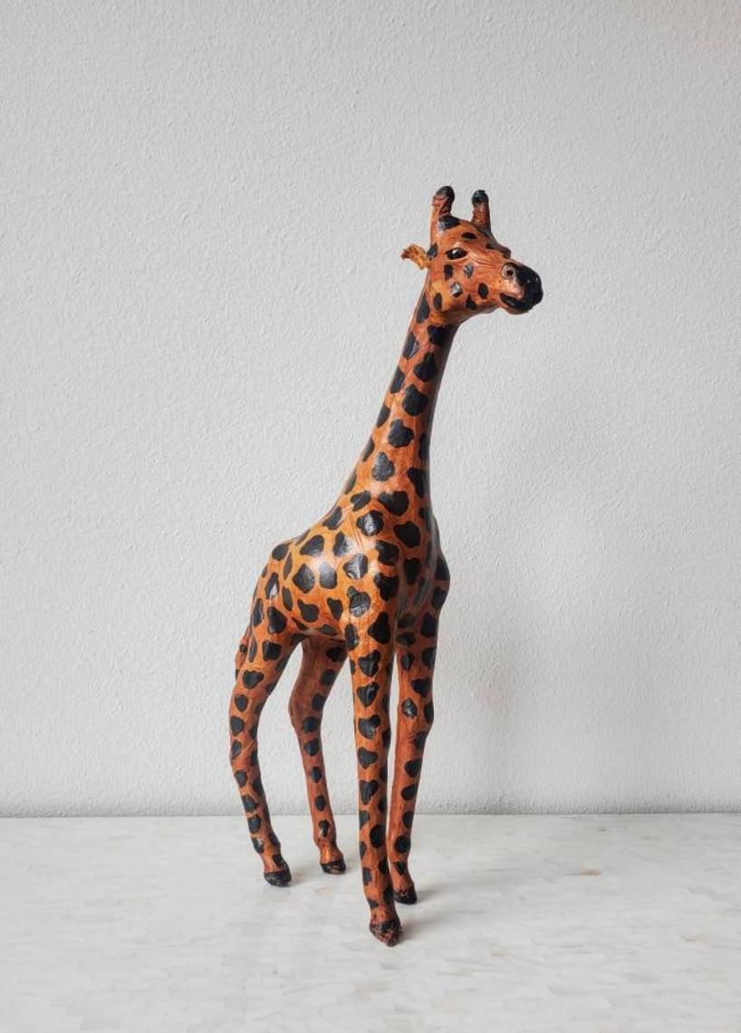 Mid-Century Hand Painted Leather Giraffe Sculpture | Lynx Hollow ...