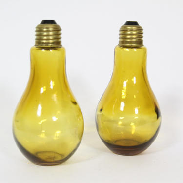 Vintage Yellow Glass Light Bulb Salt and Pepper Shakers 