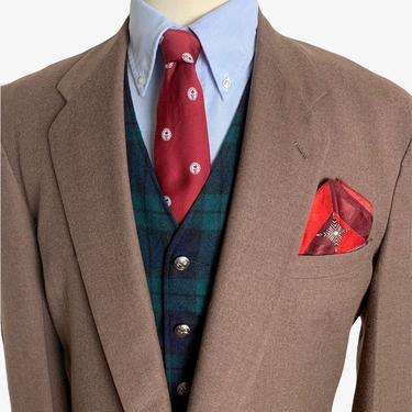 RARE ~ Vintage 1950s BURBERRYS 100% Wool Flannel Sport Coat ~ size 44 X-Long ~ jacket / blazer ~ Preppy / Ivy League / Trad ~ 