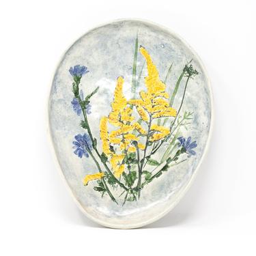 Vintage Handmade Pottery, Wildflower Artwork 