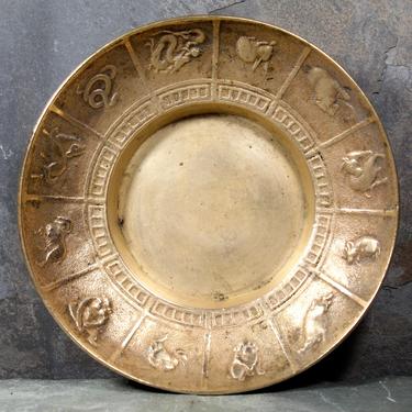 Vintage Brass Small Chinese Zodiac Bowl - Small Brass Trinket Bowl - Zodiac Ashtray   | FREE SHIPPING 