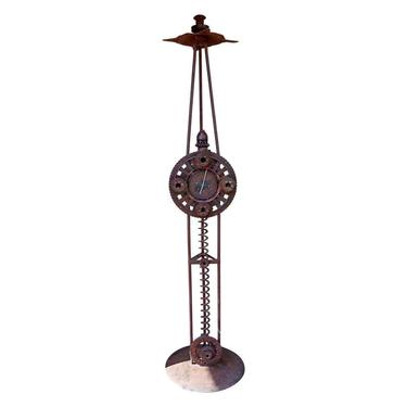 Contemporary Modernist Large Metal Outdoor Abstract Clock Standing Sculpture 