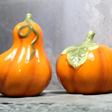 Fall Decor Orange Gourd  Salt and Pepper Shakers - Ceramic Pumpkin - Golden Harvest - Autumn Table - Thanksgiving Decor | FREE SHIPPING 