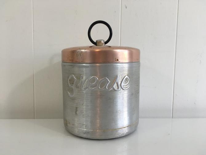 Vintage Aluminum Grease Canister Plastic Handle Metal Jar Retro Kitchen Art Deco 1950s Copper Lid By Checkenginevintage From Check Engine Vintage Of Washington Dc Attic