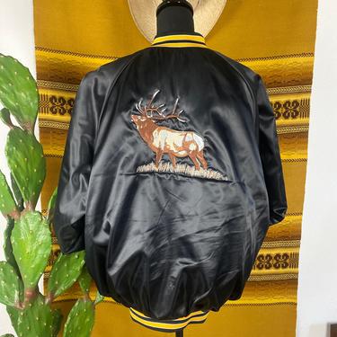 Vintage Men’s Nylon Bomber Jacket Chain Stitched Elk” 2XL 