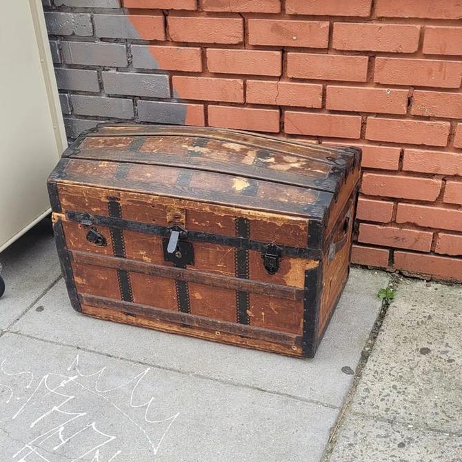 1930s Army Trunk Vintage Mid-century Steamer Cartage Foot 