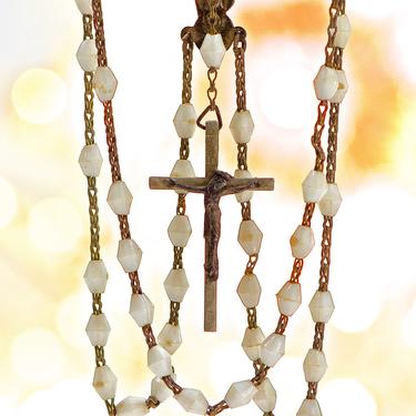 VINTAGE: Italian Distressed Plastic Rosary - Religious Necklace - SKU 5-A4-00017810 