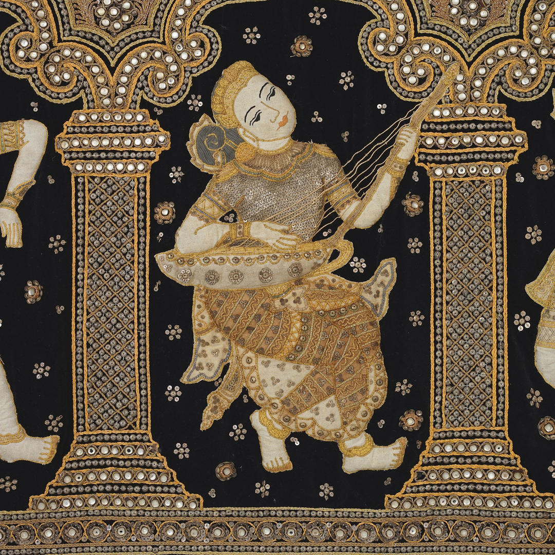 vintage indonesian tapestry, burmese kalaga, myanmar tapestry, thailand