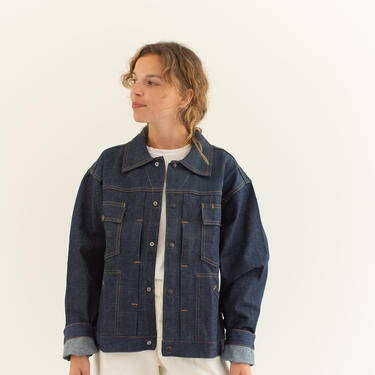 Vintage Dark Denim Ranch Jacket | Pleated Ely NOS Deadstock Raw