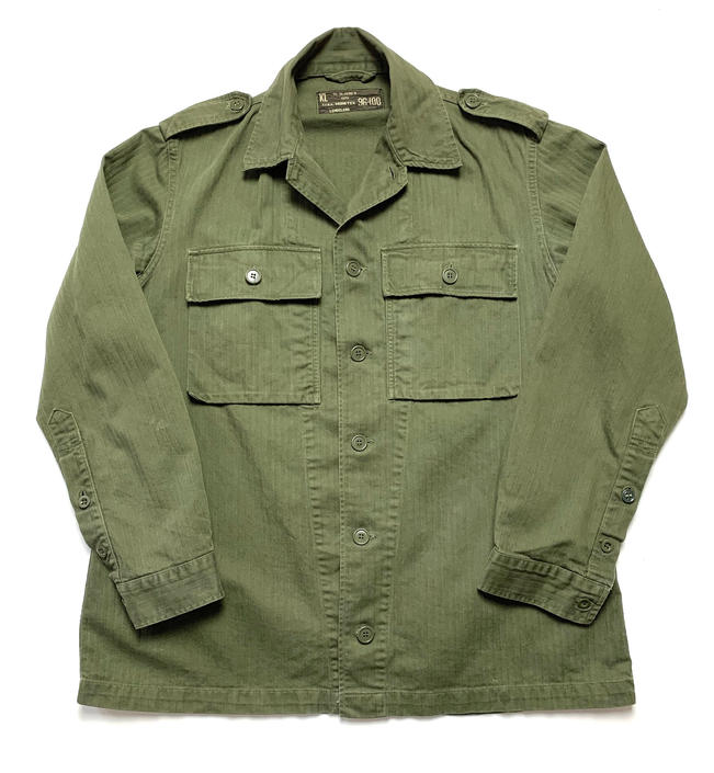 Vintage Dutch Army HBT Shirt ~ size M ~ Olive Drab / OD