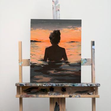CANVAS wall art . Summer Sunset . ready to hang . gallery stretched . giclee art print 
