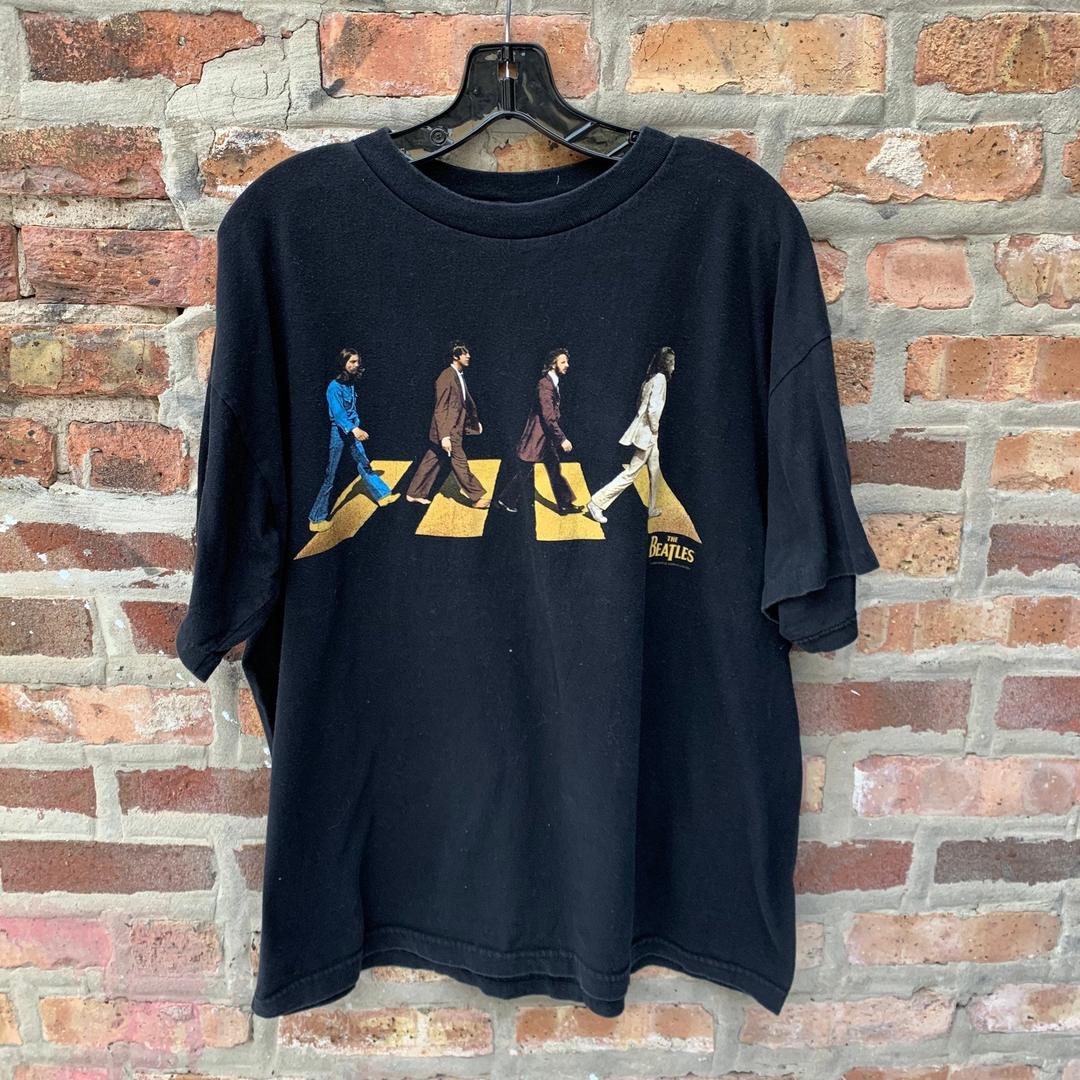 Vintage Beatles Abby Road Graphic 25 Year T-shirt Black Size