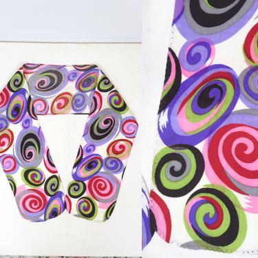 Vintage 60s Swirl Print Oblong Tie Scarf 