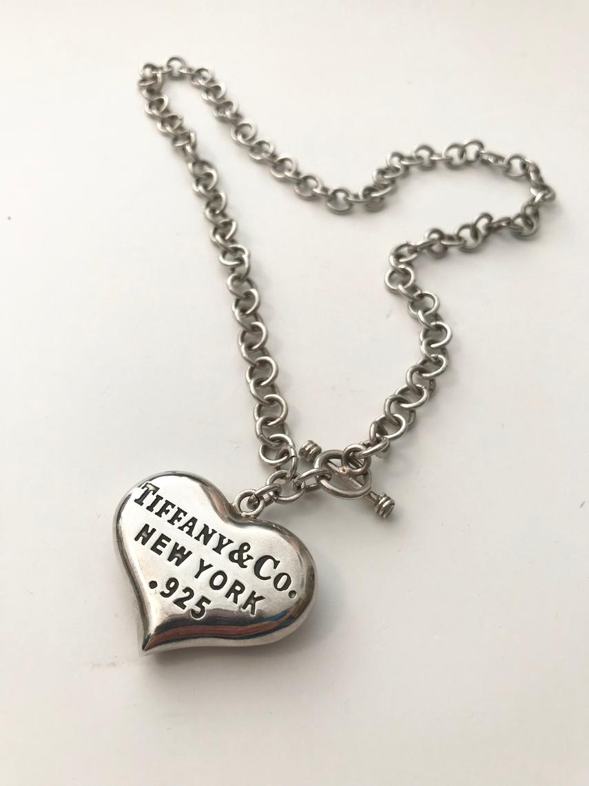 Tiffany and Co. Sterling Silver Heart Lock Pendant Necklace at 1stDibs