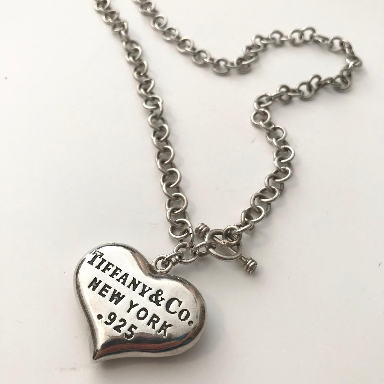 Vintage Tiffany & Co. Sterling Silved Heart Necklace/ Toggle