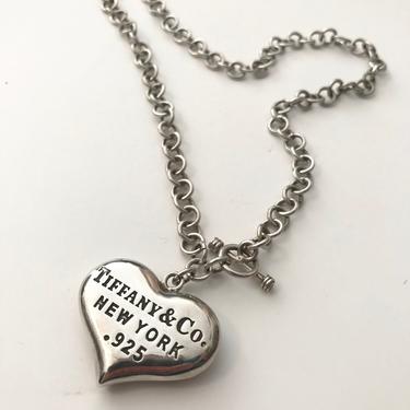 Vintage Tiffany & Co. Sterling Silved Heart Necklace/ Toggle