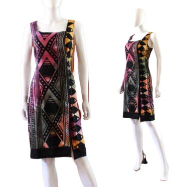1990s Rainbow Batik Dress - 1990s Batik Dress - 1990s Rainbow Dress - 1990s Tie Dye Dress - Vintage Tie Dye Dress  | Size Medium 