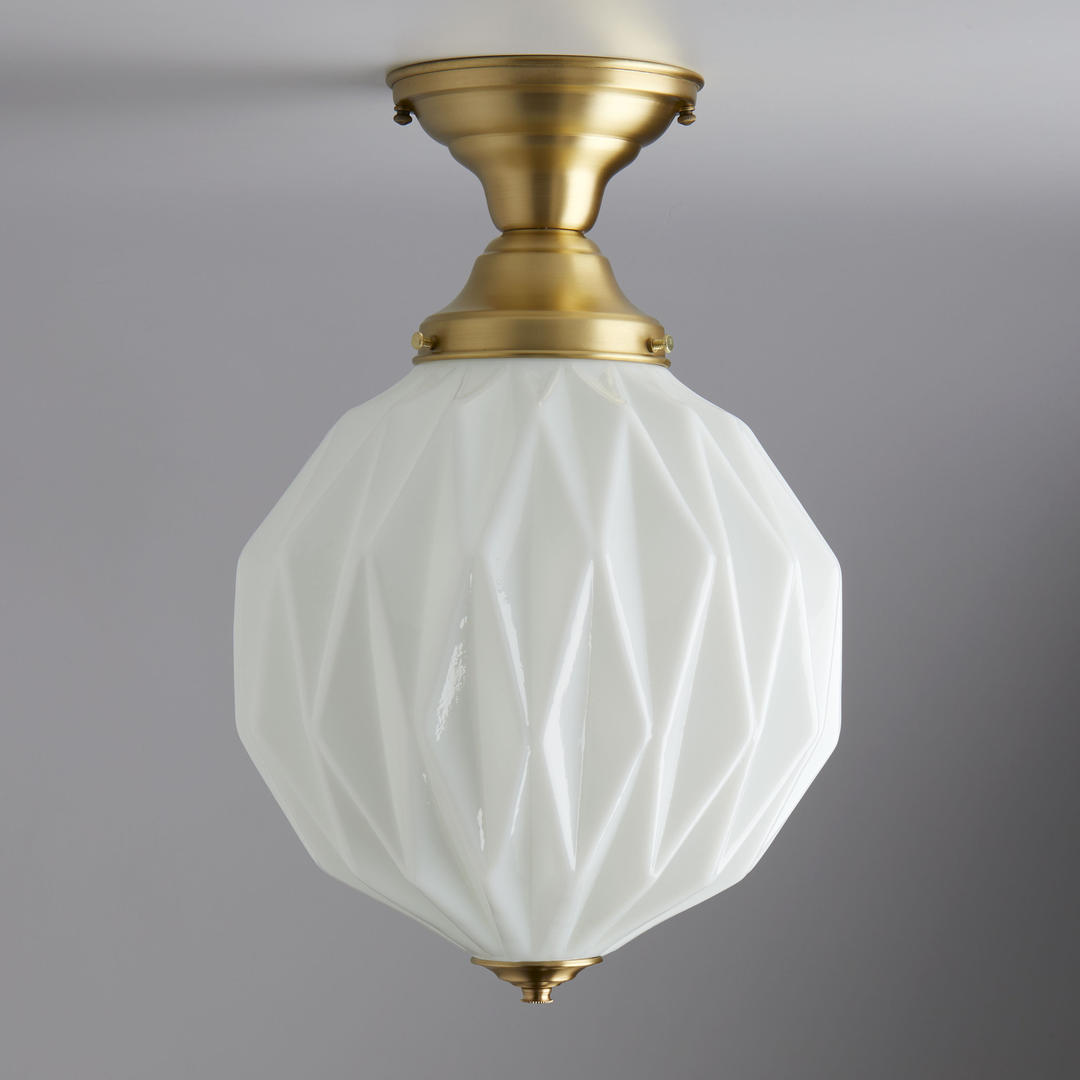 Mid century modern ceiling light flush mount brass Olde Brick