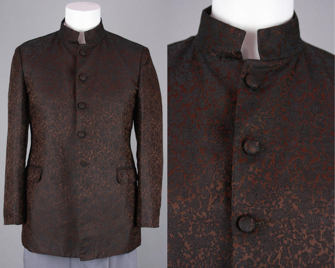 1960s Nehru Jacket Vintage 60s Men s Black and Brown Brocade Relic Vintage Haight Ashbury San Francisco CA