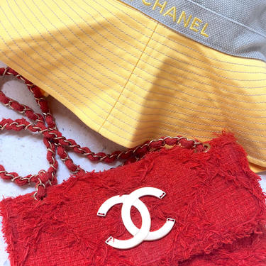 Vintage CHANEL CC Logo Classic Flap Red Quilted Fringe Fabric, Moonstone  Vintage