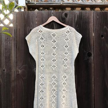 1970s crochet dress . vintage 70s dress 