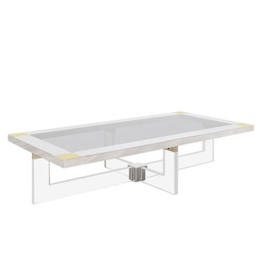Monumental Chrome and Lucite Coffee Table