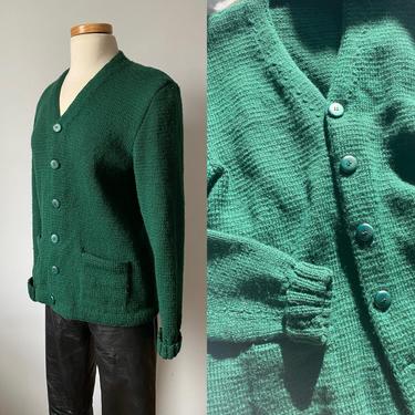 60s Knit Cardigan in Forest Green 