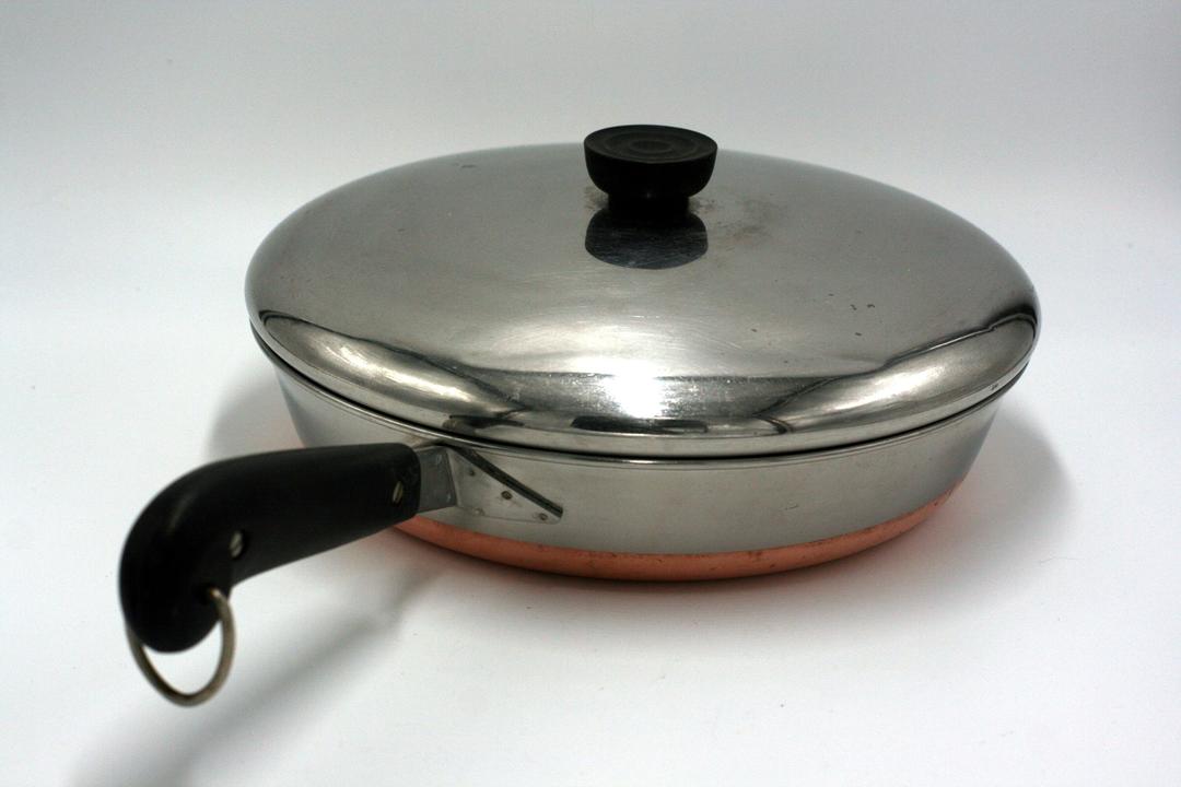 Retro Vintage Revere Ware 10 Copper Skillet With Brass Handle Paul