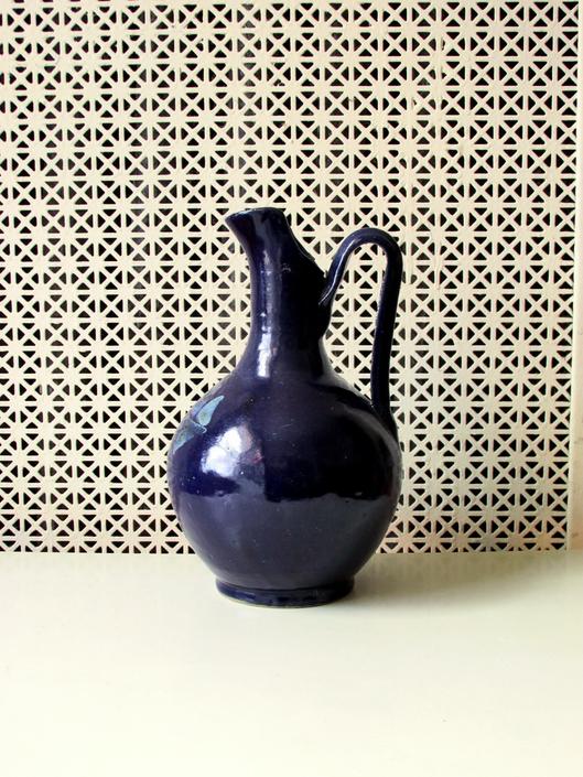 Vintage Pottery Vase Cobalt Blue Studio Pottery Vase