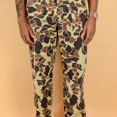 Vintage Duck Camo Camouflage Army Fatigue Hunting Pants Adjustable Waist 32x32 33x32 34x32 