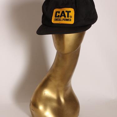 1970s Black and Yellow CAT Diesel Power Baseball Cap -XL 