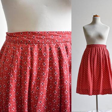 Vintage Red Bandana Print Cotton Skirt 