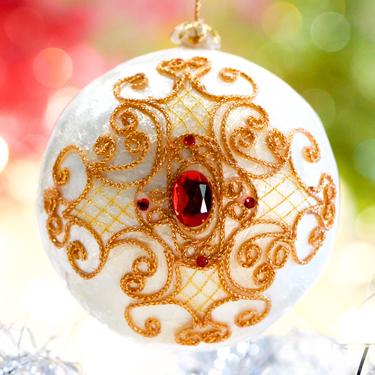 VINTAGE: Capiz Shell Ornament -  Hand Painted - Shell Ornament - Translucent Shell Ornament - SKU 30-400-00033596 
