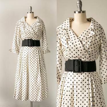 1950s Dress Suzy Perette Silk Polk Dot XS 