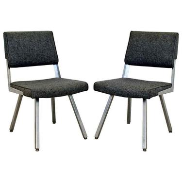 Contemporary Modern Harter Corp Pair of Gray Office Accent Chairs Steel Bases 