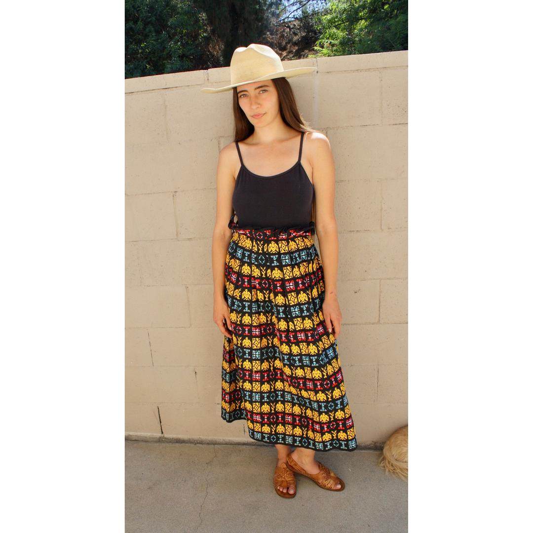 Oaxacan Needlepoint Skirt // vintage 70s hand embroidered dress boho