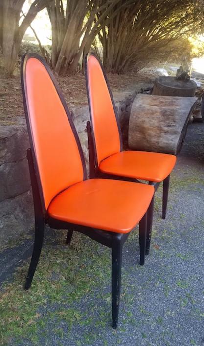 Vintage Atomic Stakmore Walnut Folding Chair Pair