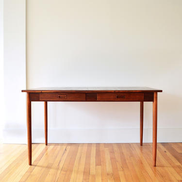 Vintage Scandinavian Modern Teak Writing Desk | Antique Minimalist Office Desk | Mid Century Modern 