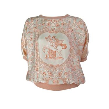 Hermes Silk and Cashmere Coral Printed Top