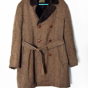 Vintage 1930s Wool Tweed BELTED BACK Double-Breasted Jacket
