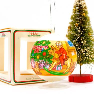 VINTAGE: 1997 - Christmas Satin Ornaments in Box - Rocking Horse - Christmas Tree - SKU 00030830 