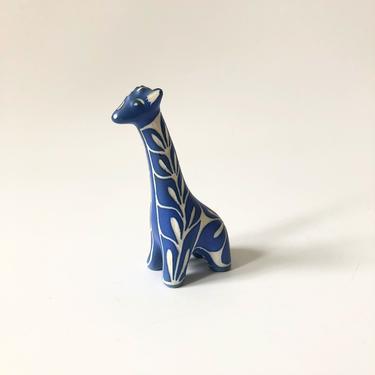 Vintage Blue Pottery Giraffe by Pablo Zabal 