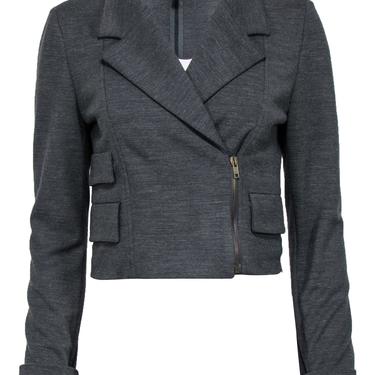See by Chloe - Gray Woven Cropped Moto-Style Jacket Sz 8
